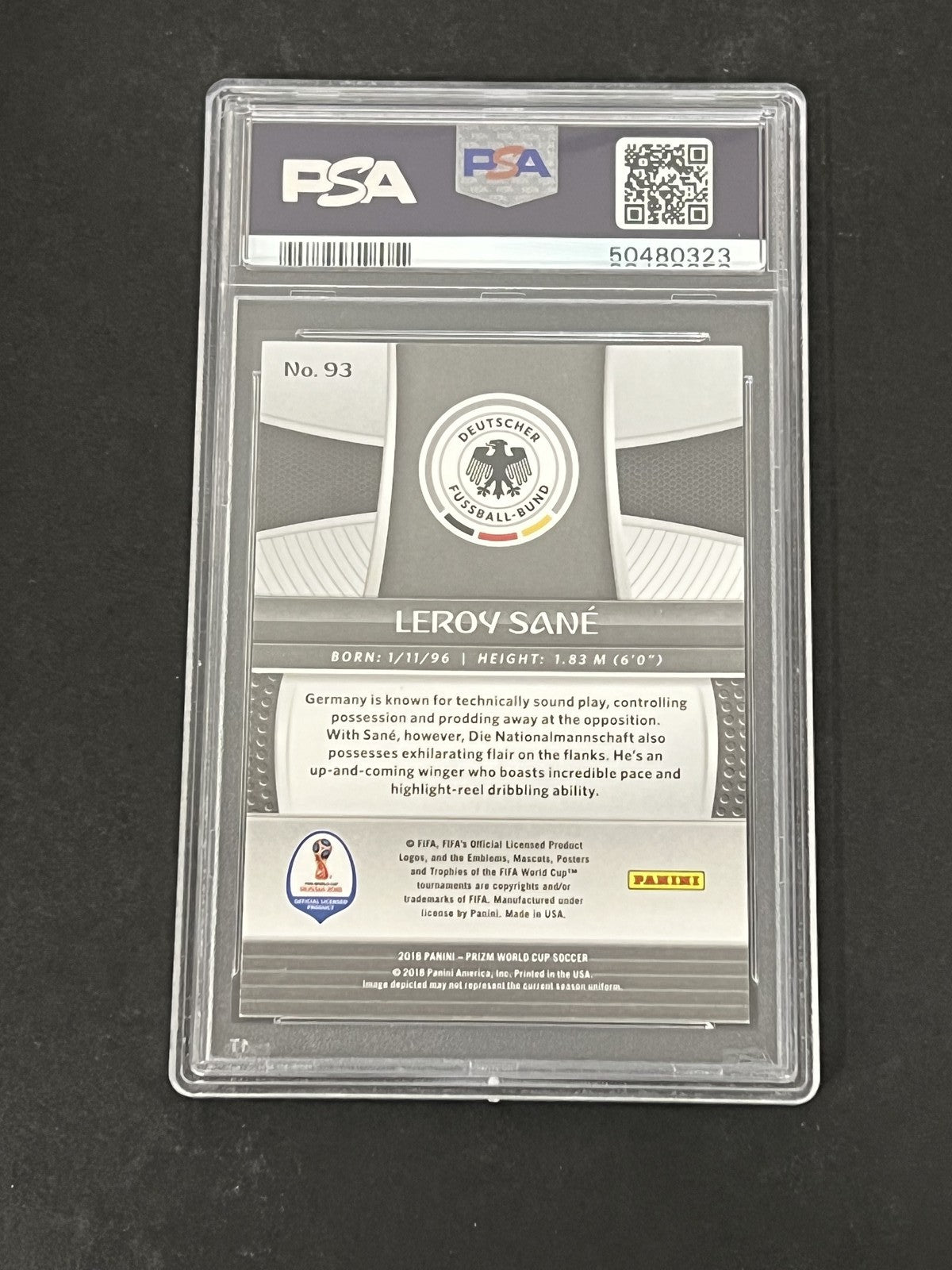 2018 Panini Prizm World Cup #93 Leroy Sane PSA 9