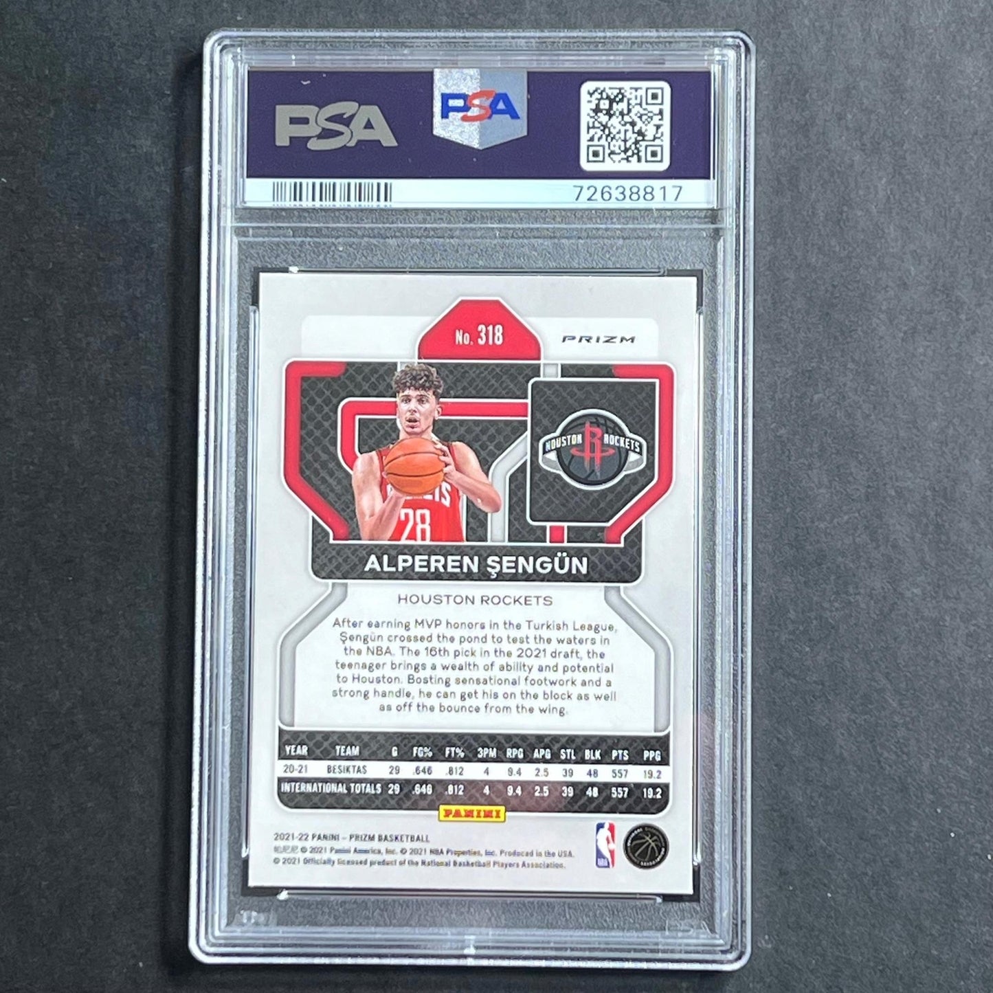 2021-22 Panini Prizm Green #318 Alperen Sengun Auto 10 Card 9 PSA Slabbed RC Ro