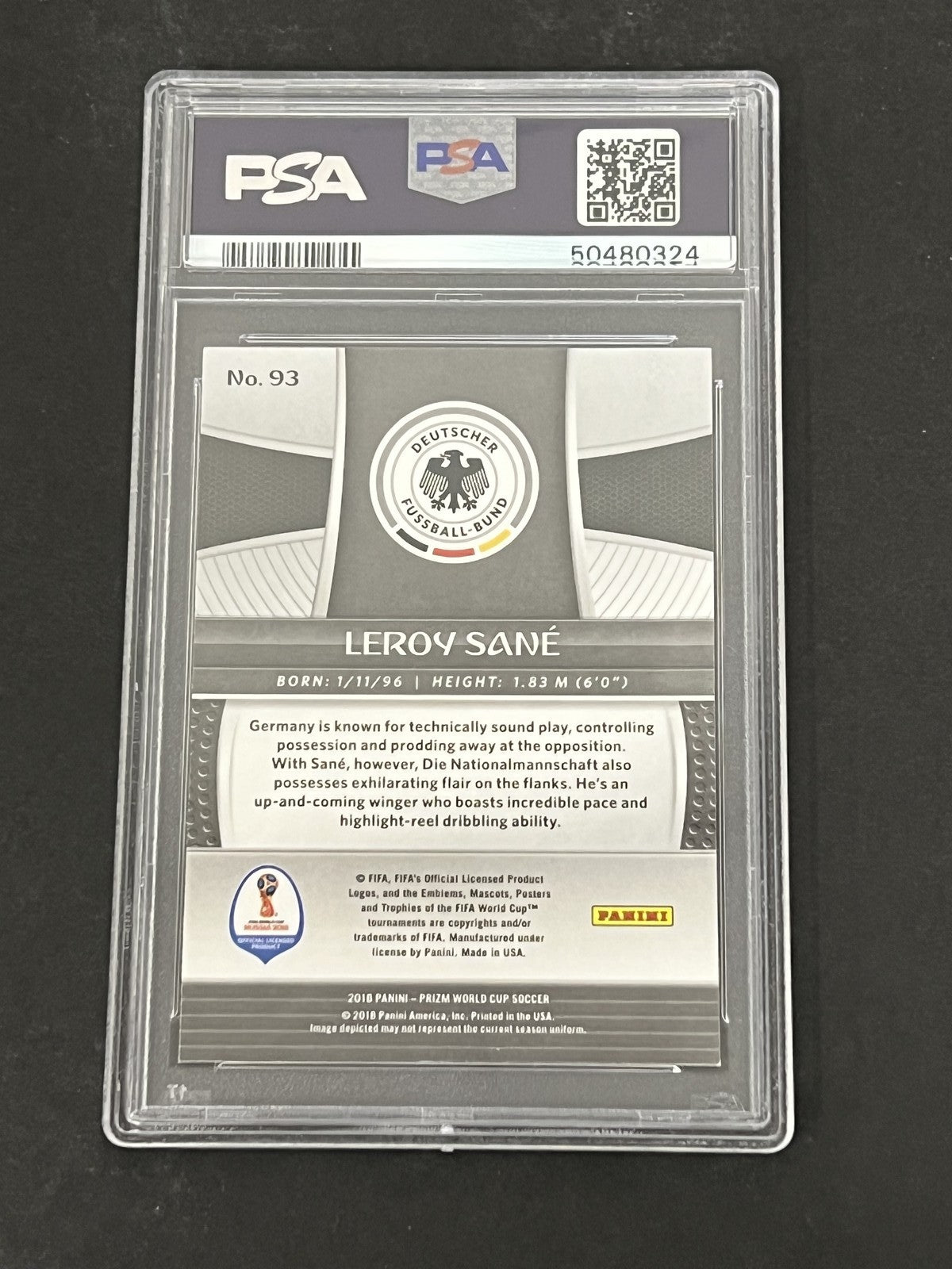 2018 Panini Prizm World Cup #93 Leroy Sane PSA 9