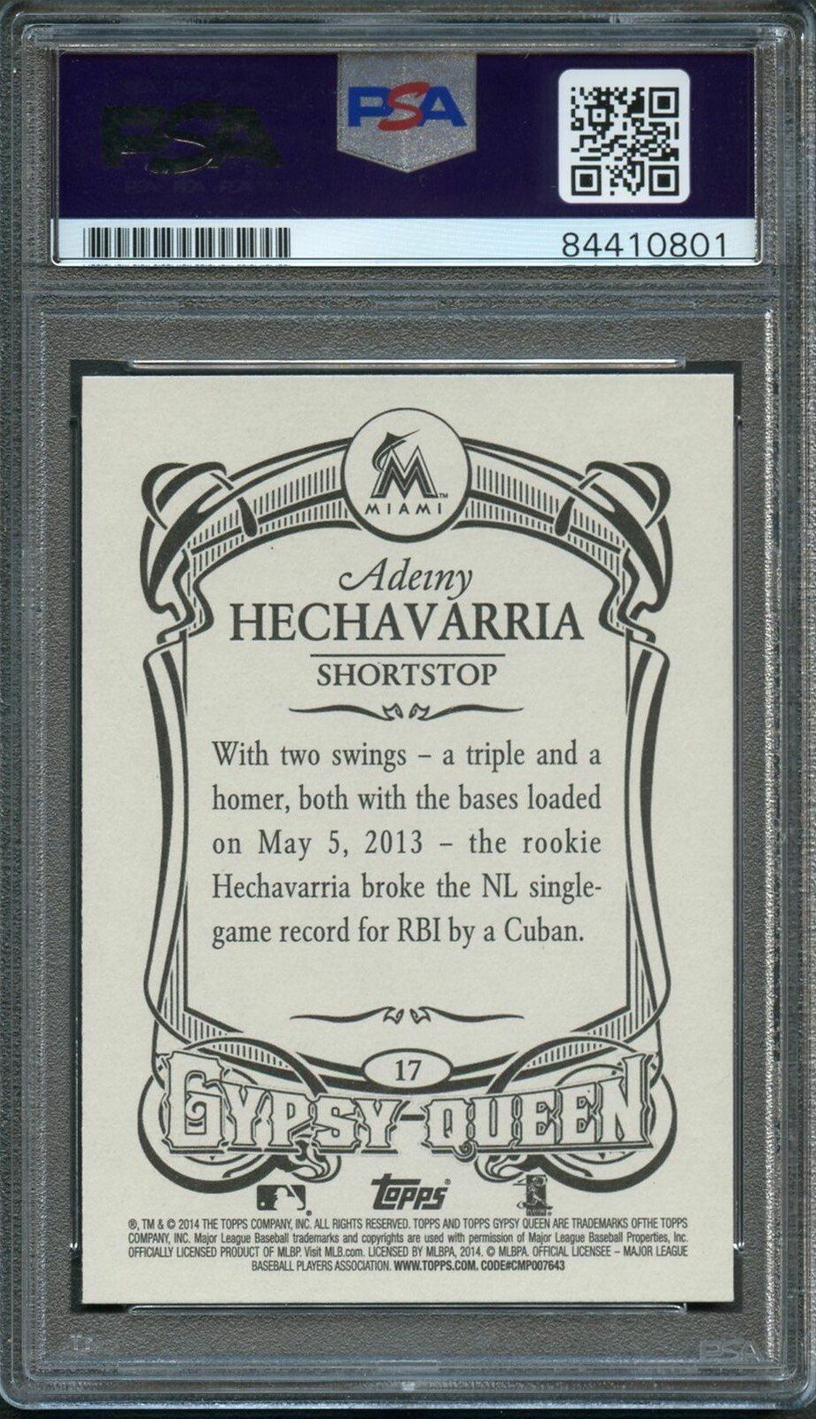 2014 Topps Gypsy Queen #17 Adeiny Hechavarria Signed Card PSA Slabbed Auto Grade