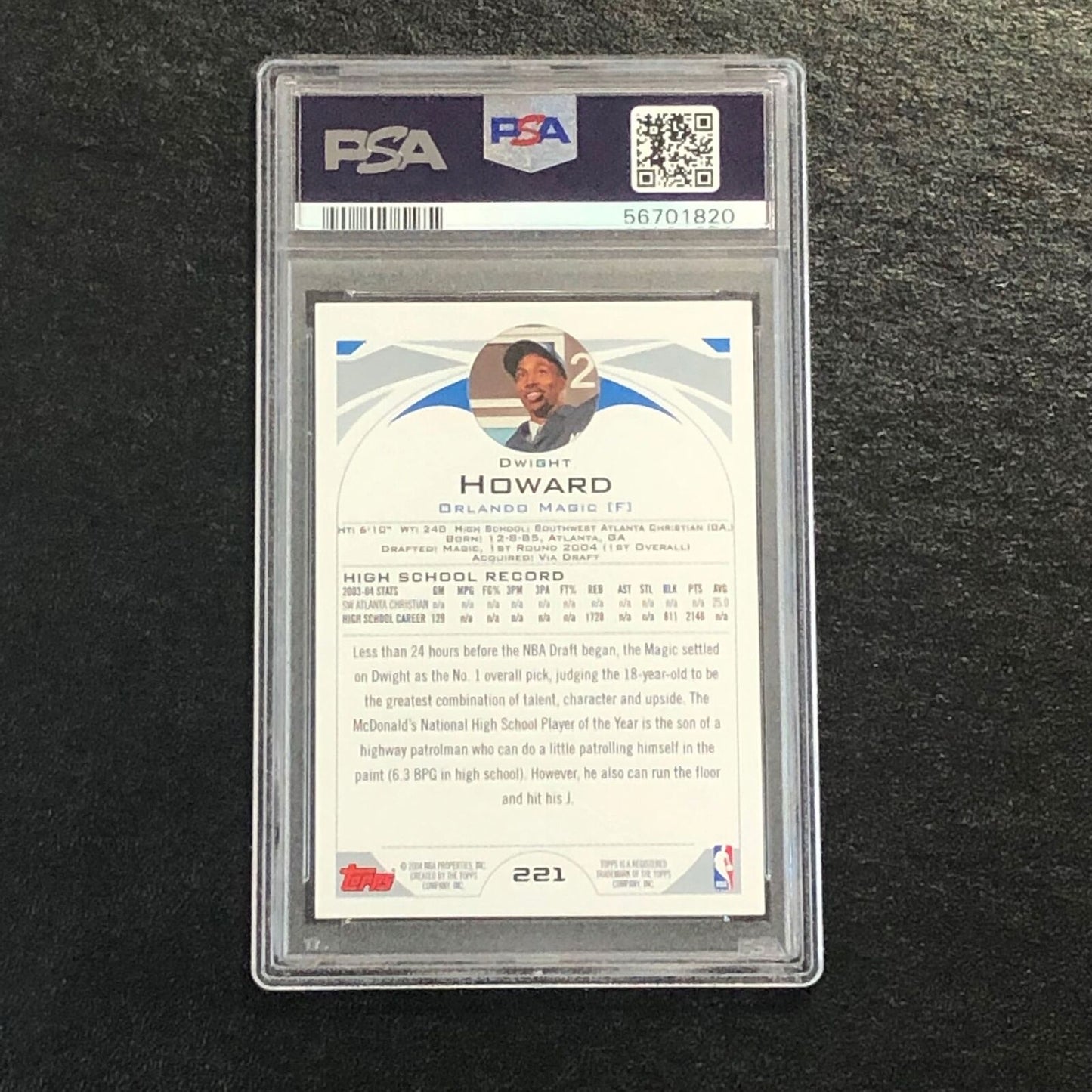 2004 Topps #221 Dwight Howard PSA 10 GEM-MT Magic