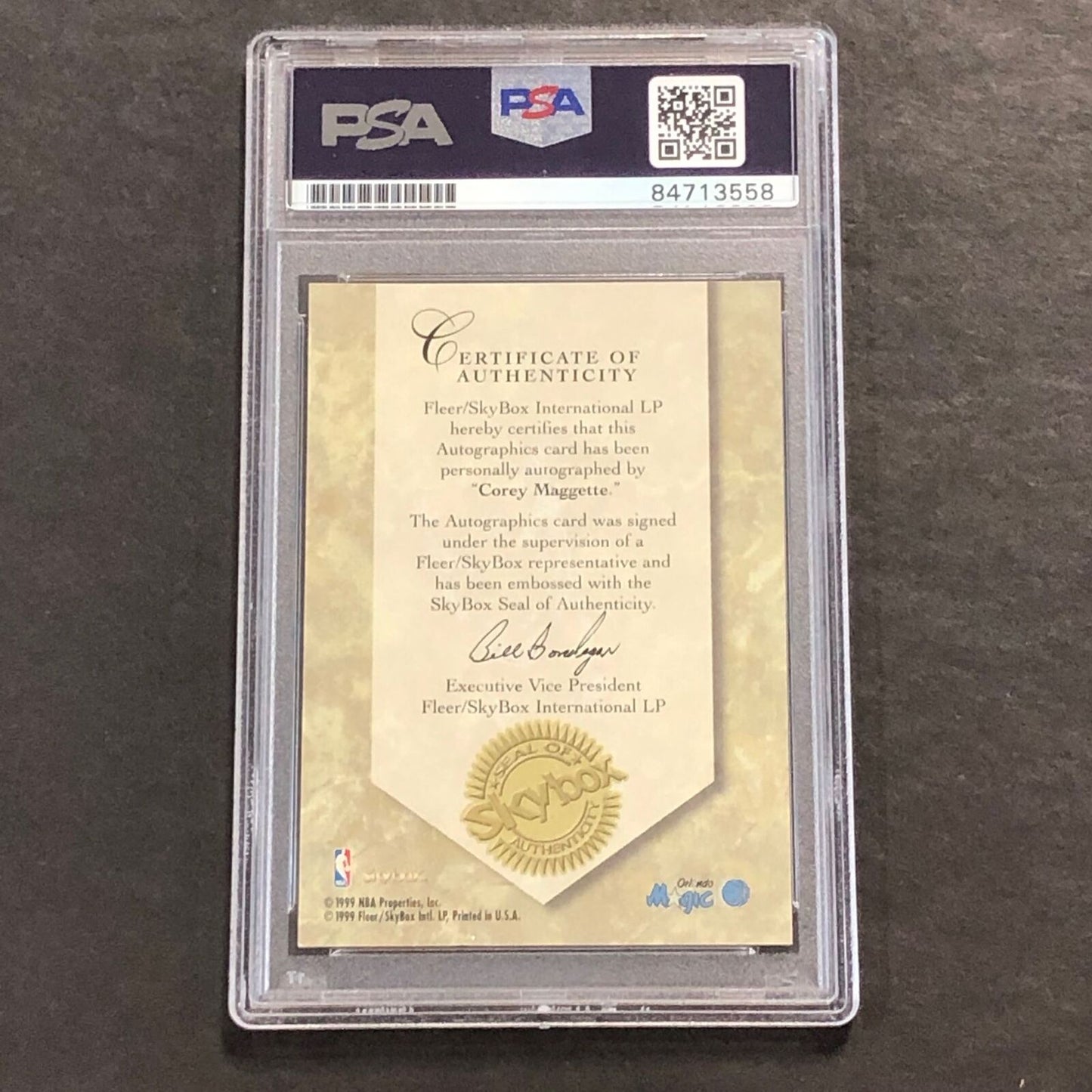 1999 Skybox Autographics Corey Maggette Signed Card AUTO PSA Slabbed Magic