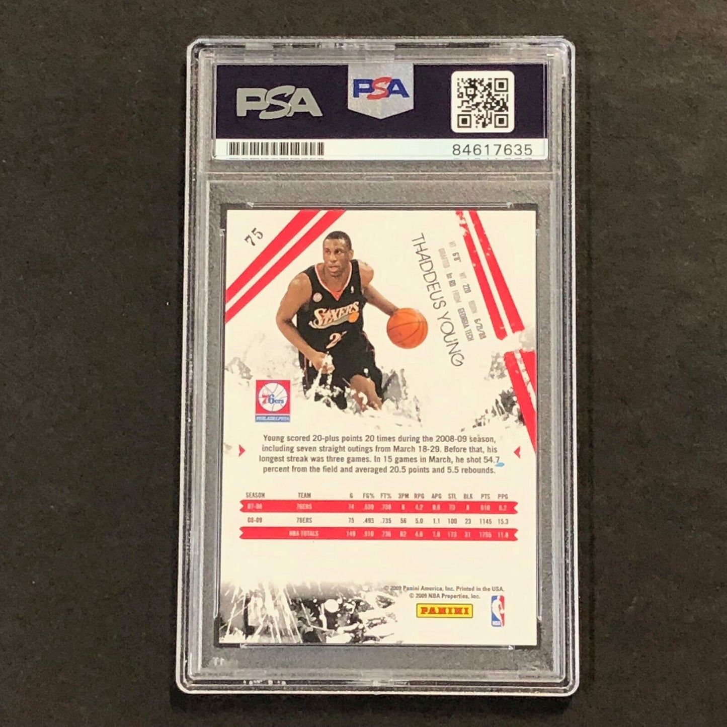 2009-10 Panini Rookies & Stars #75 Thaddeus Young Signed Card AUTO 10 PSA Slabbe