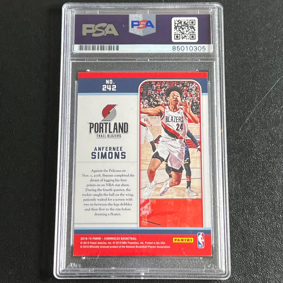2018-19 Panini Chronicles #242 ANFERNEE SIMONS Signed Card AUTO PSA Slabbed Blaz