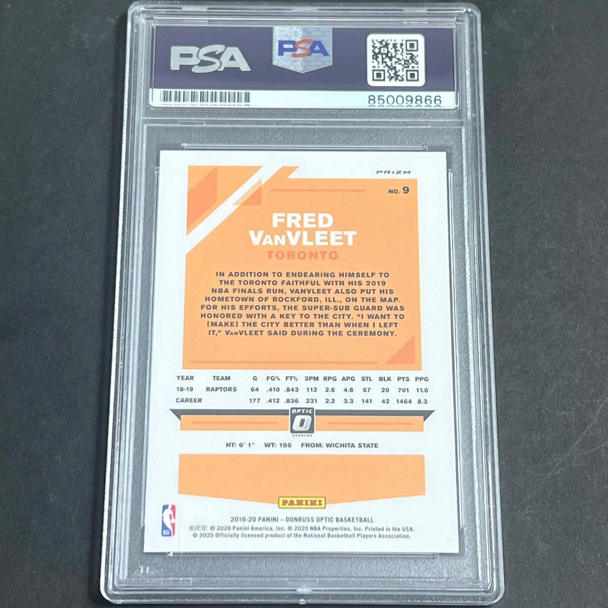 2019-20 Panini Donruss #9 Fred VanVleet Signed Card AUTO PSA Slabbed Raptors
