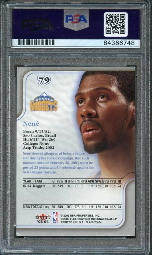 2003-04 Flair Basketball #79 Nene Signed AUTO PSA Slabbed Nuggets