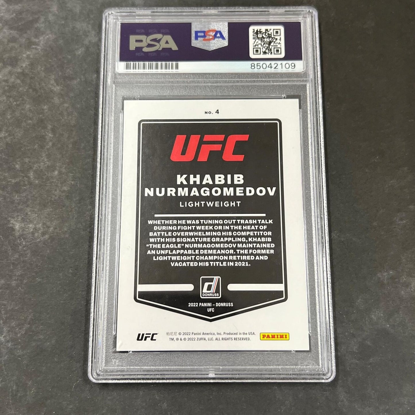 2022 Panini Donruss #4 Khabib Nurmagomedov Signed Card PSA Slabbed