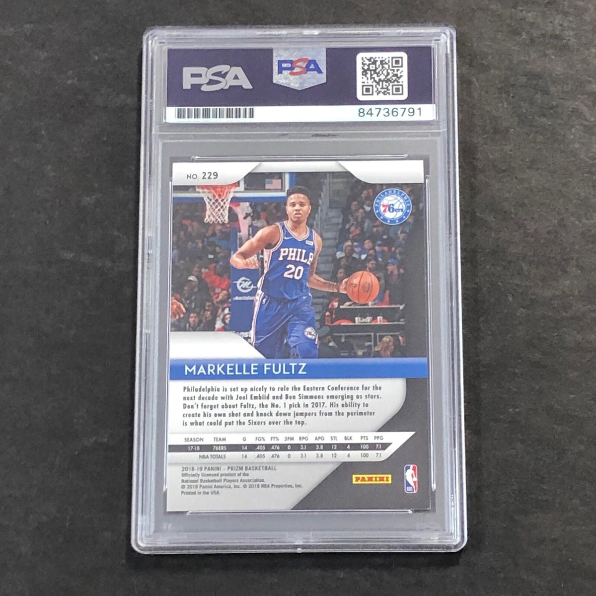 2018-19 Panini Prizm #229 Markelle Fultz Signed Card PSA Slabbed RC 76ers