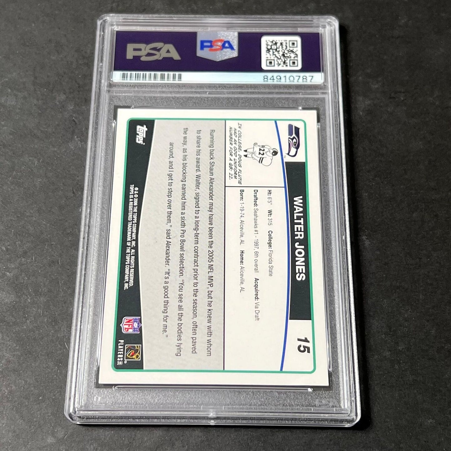 2006 Topps #15 Walter Jones PSA/DNA AUTO 10 Slabbed Seahawks
