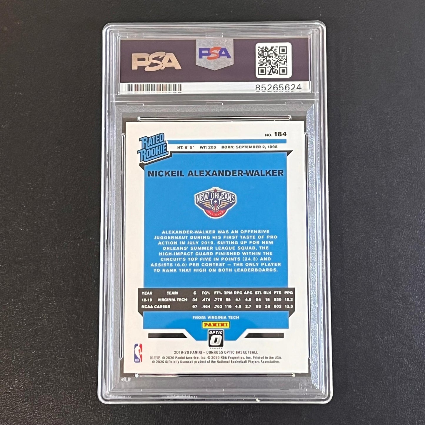 2019-20 Panini Donruss Optic #184 Nickeil Alexander-Walker Signed Card AUTO PSA