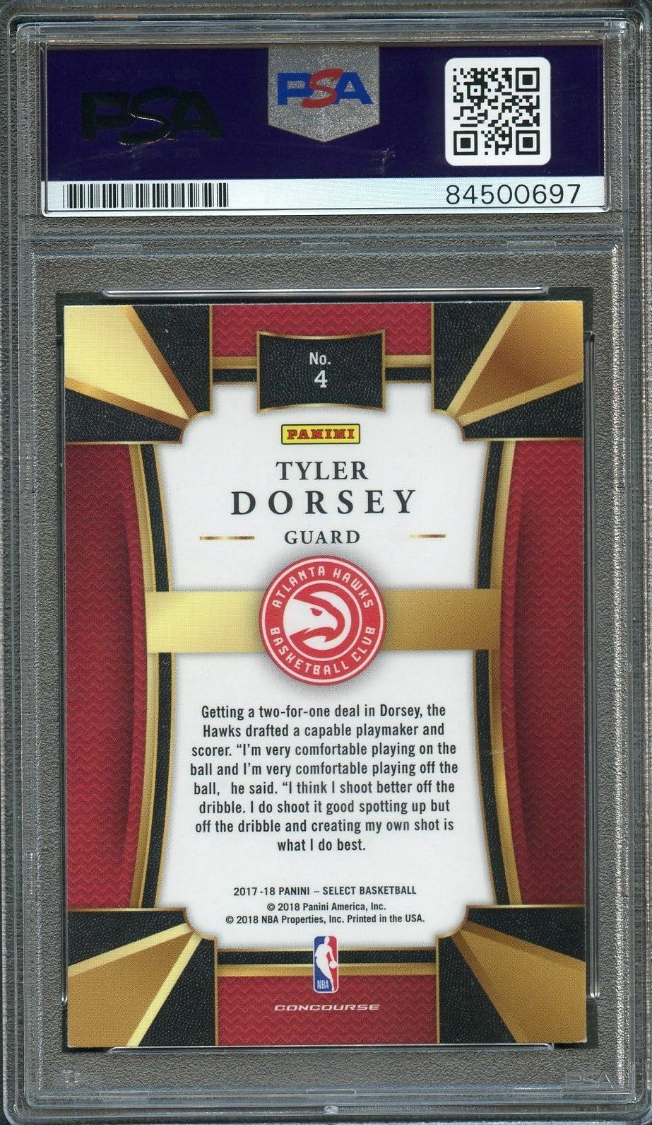 2017-18 Panini SELECT #4 TYLER DORSEY Signed Card AUTO 10 PSA Slabbed RC Hawks