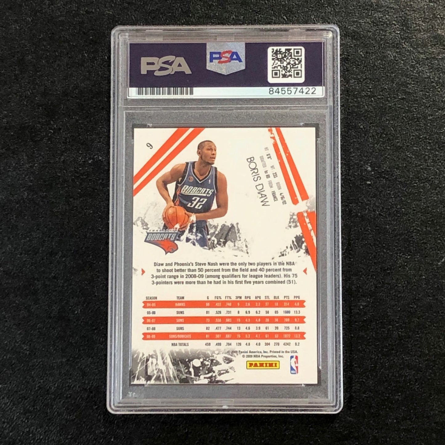 2009-10 Rookies & Stars #9 Boris Diaw Signed Card AUTO PSA Slabbed Bobcats