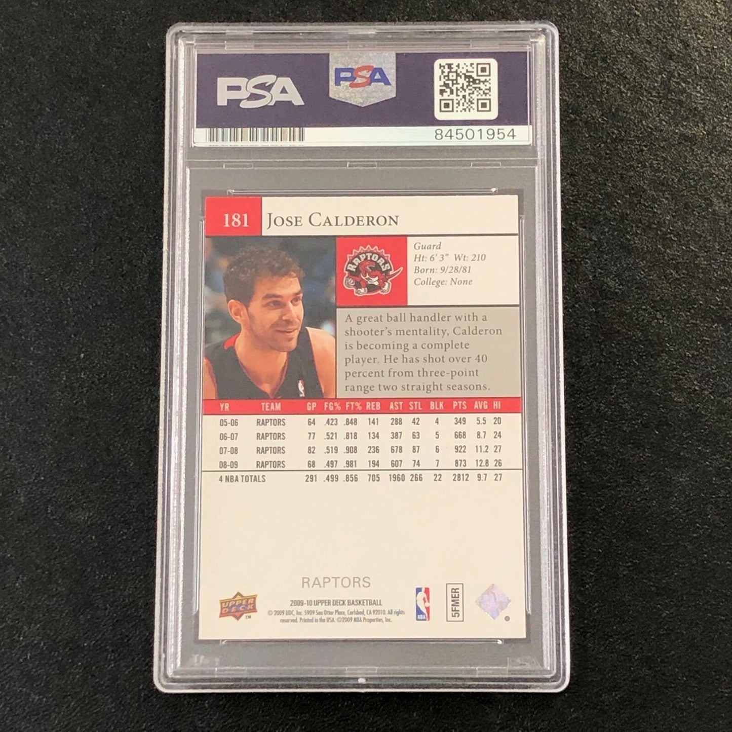 2009-10 Upper Deck Basketball #181 Jose Calderon Signed Card AUTO PSA Slabbed Ra
