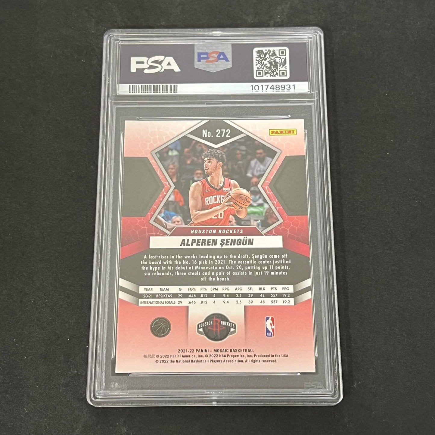 2021-22 Panini Mosaic #272 Alperen Sengun Signed Card PSA Slabbed RC