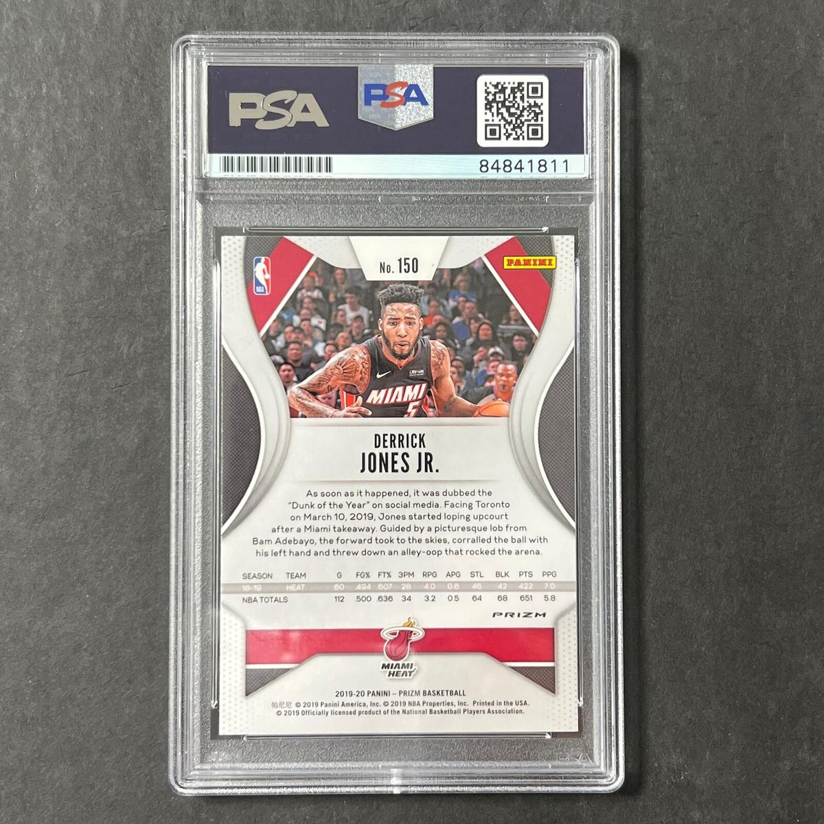 2019-20 Panini Prizm #150 Derrick Jones Jr. Signed Card AUTO PSA Heat