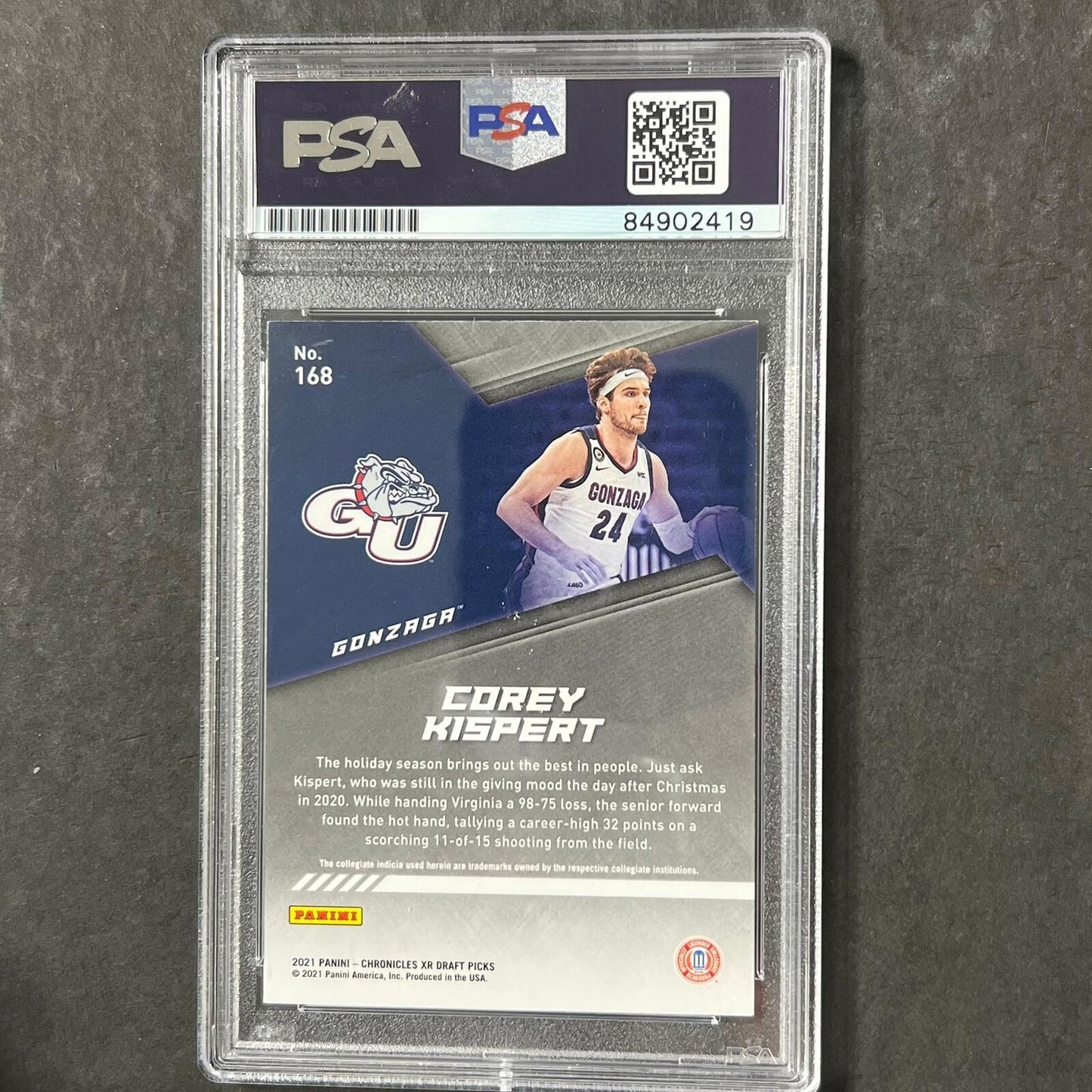 2021 Panini Chronicles XR Draft Picks #168 COREY KISPERT Signed Card AUTO PSA Sl