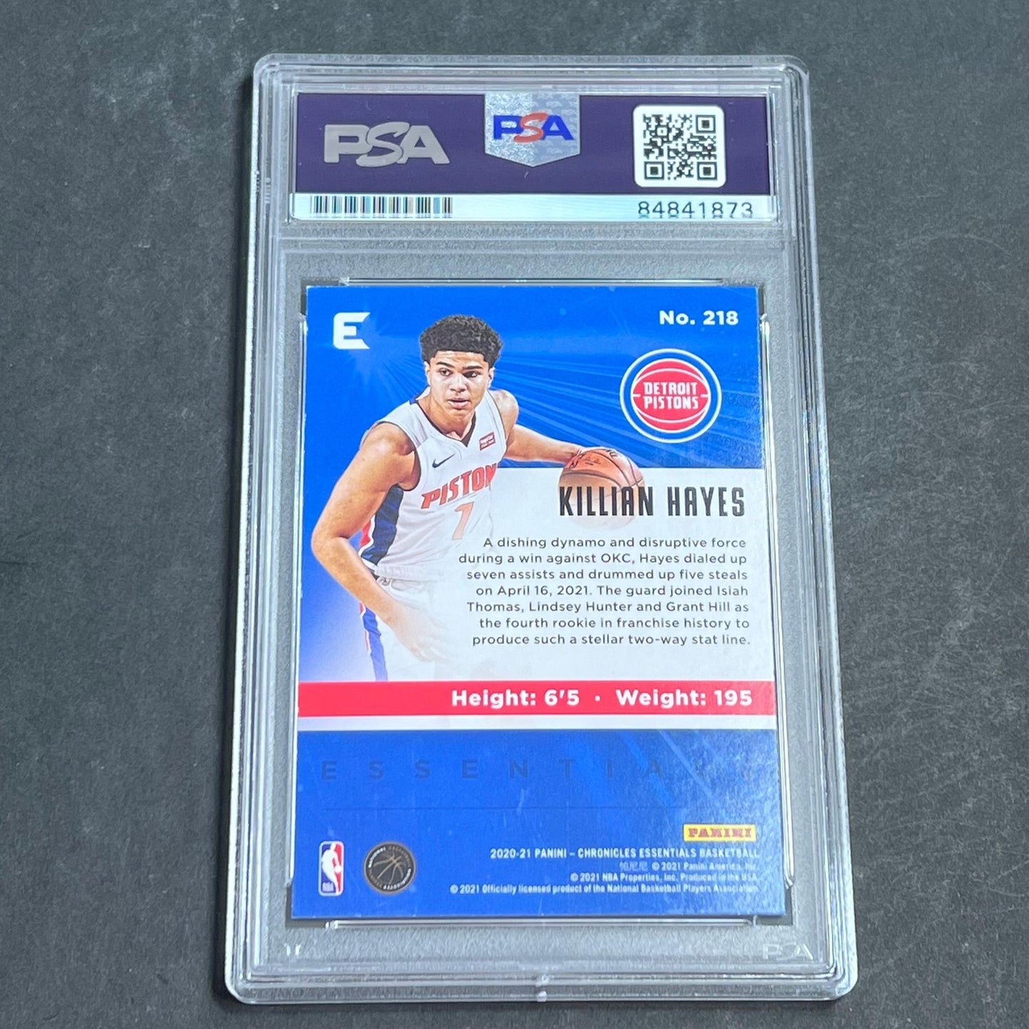 2020-21 Panini Chronicles #218 Killian Hayes Signed Card AUTO PSA Slabbed RC Pis