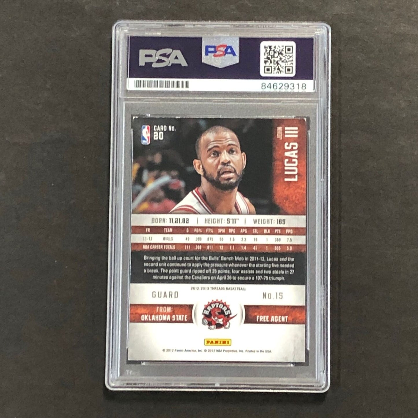 2012-13 Panini Threads #20 John Lucas III Signed Card AUTO GRADE 10 PSA Slabbed