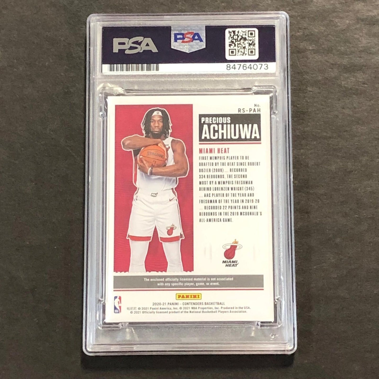 2020-21 Panini Contenders #RS-PAH PRECIOUS ACHIUWA Signed Card AUTO PSA/DNA Slab
