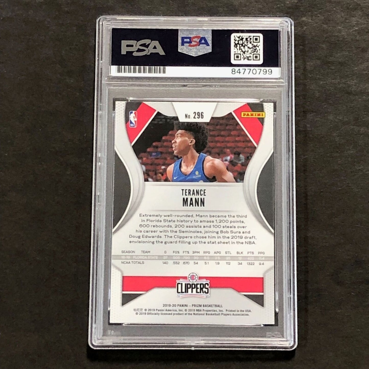 2020-21 Panini Prizm #296 Terance Mann Signed Card AUTO PSA Slabbed Clippers