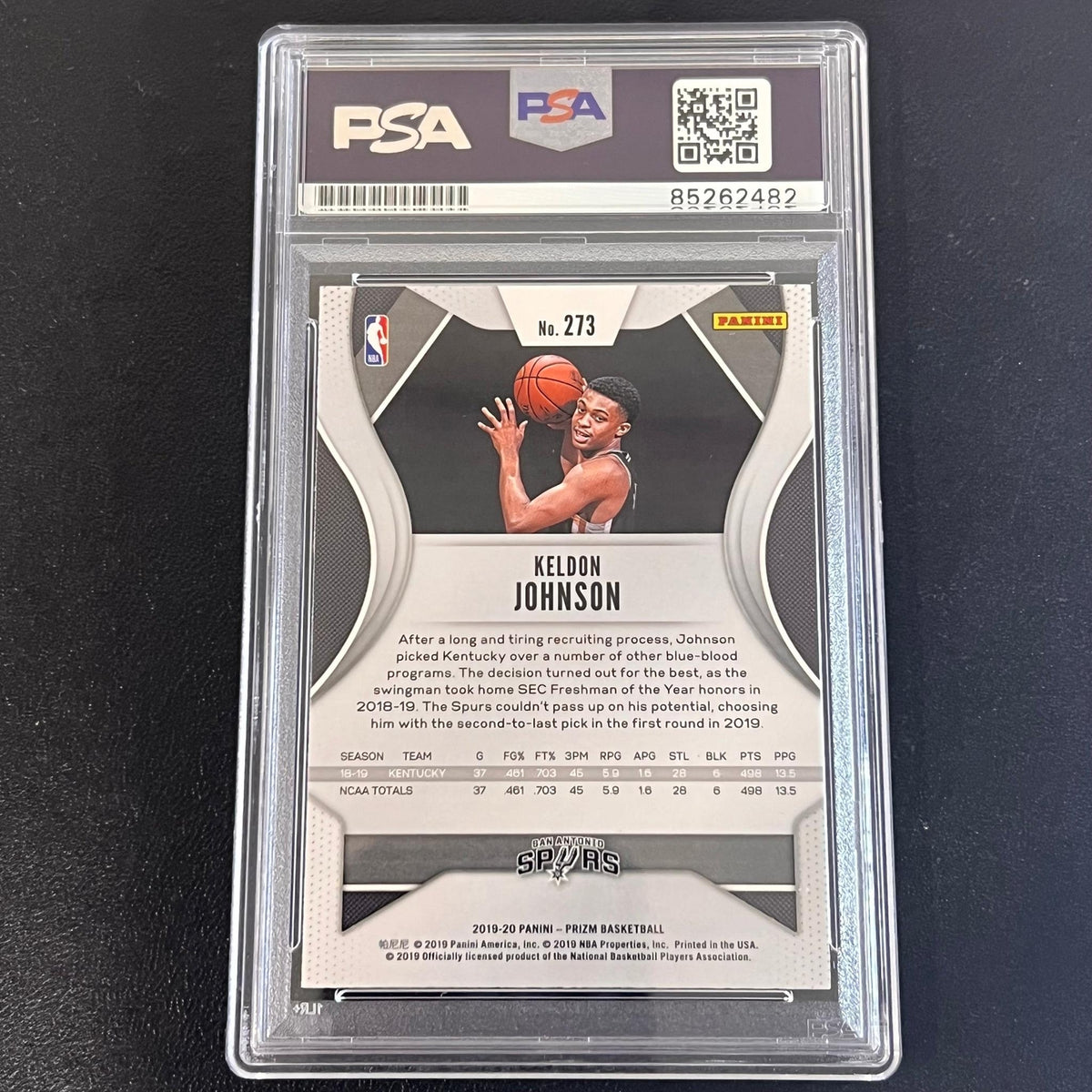 2019-20 Panini Prizm #273 Keldon Johnson Signed Card Auto PSA/DNA Slabbed RC Spu