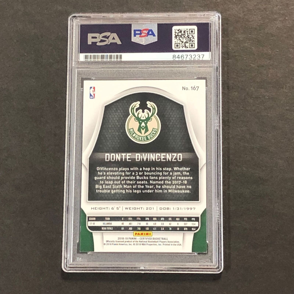 2018-19 Panini Certified #167 DONTE DIVINCENZO Signed Card AUTO PSA/DNA Slabbed