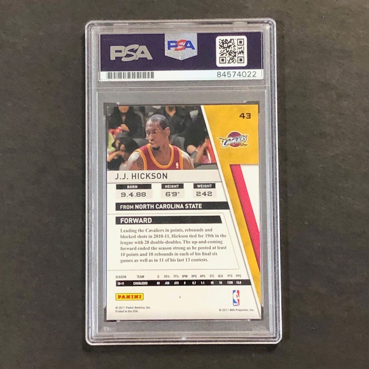 2010-11 Panini Season Update #43 J.J. Hickson Signed Card AUTO PSA Slabbed Caval
