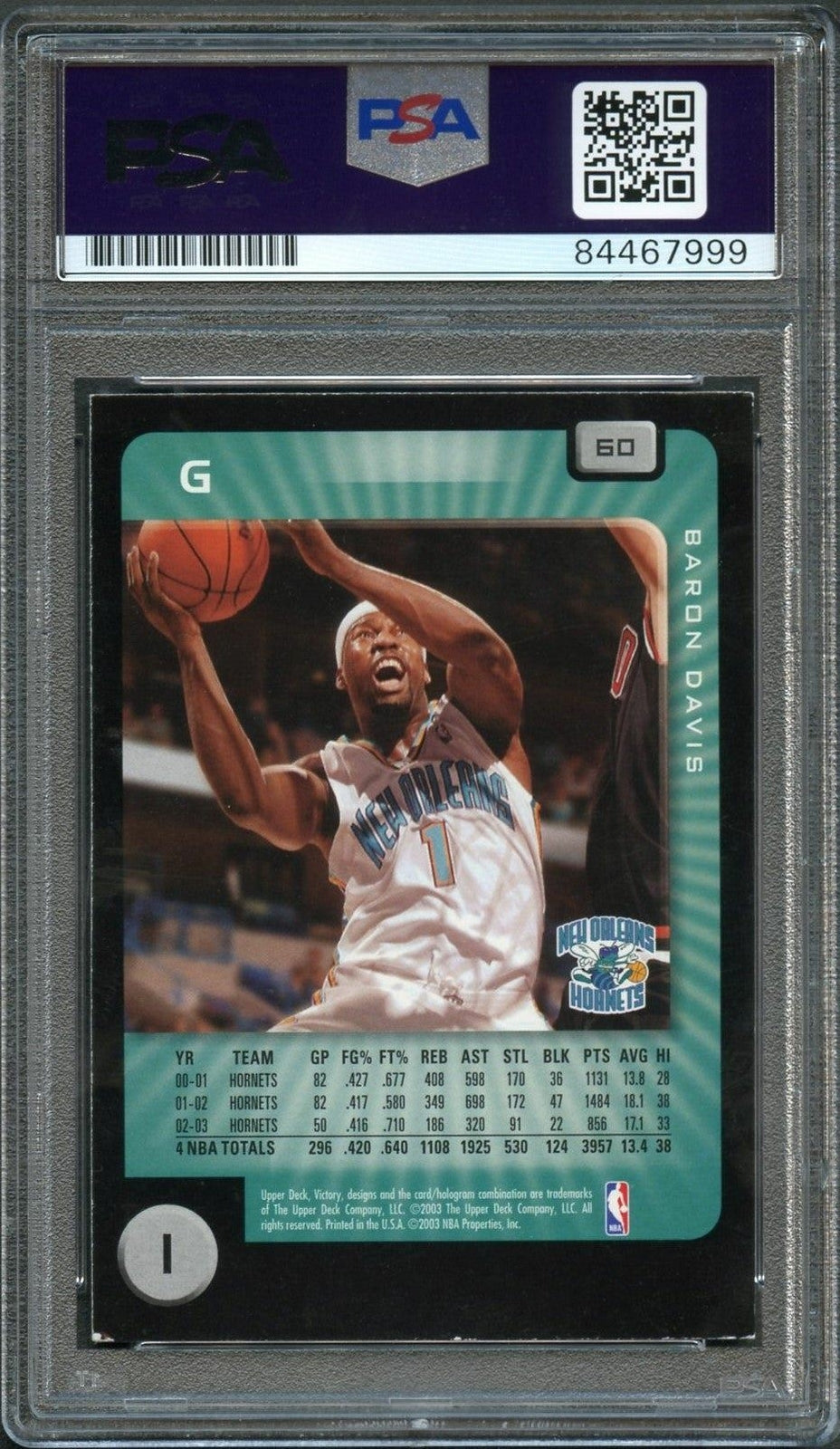 2003-04 Upper Deck Victory #60 Baron Davis Signed AUTO PSA Slabbed Hornets