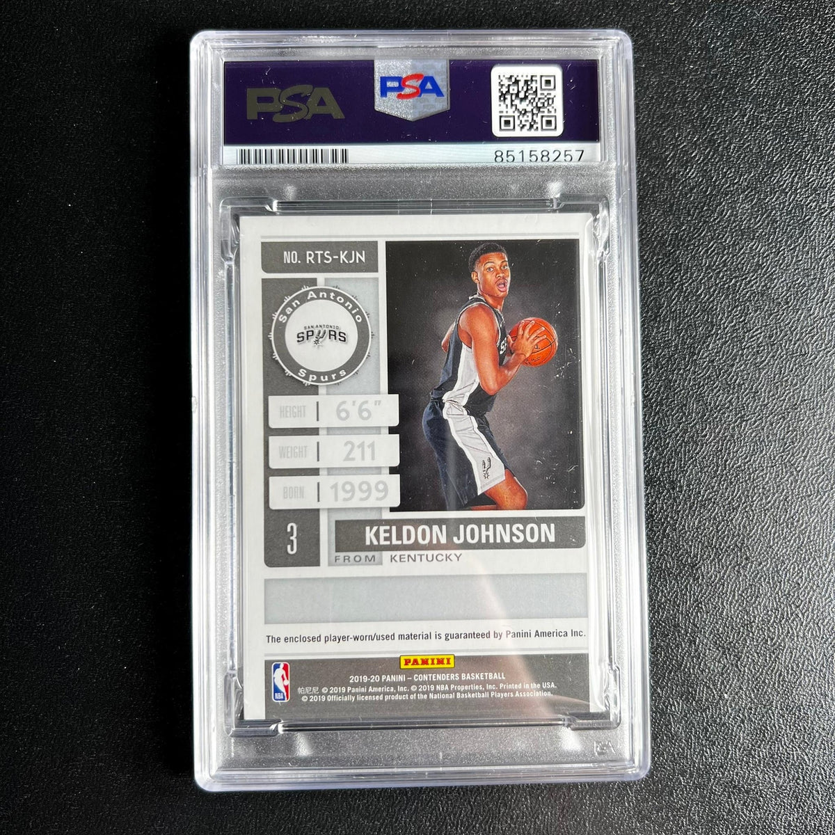 2019-20 Panini Contenders #RTS-KJN Keldon Johnson Signed Card Auto 10 PSA Slabbe