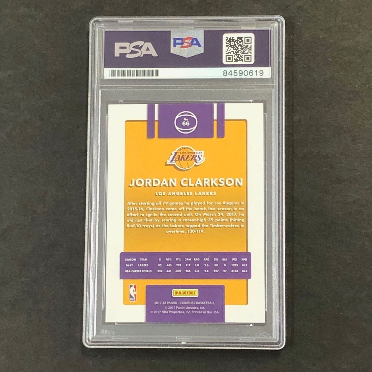 2017-18 Donruss Basketball #66 Jordan Clarkson Signed Card AUTO PSA Slabbed Lake