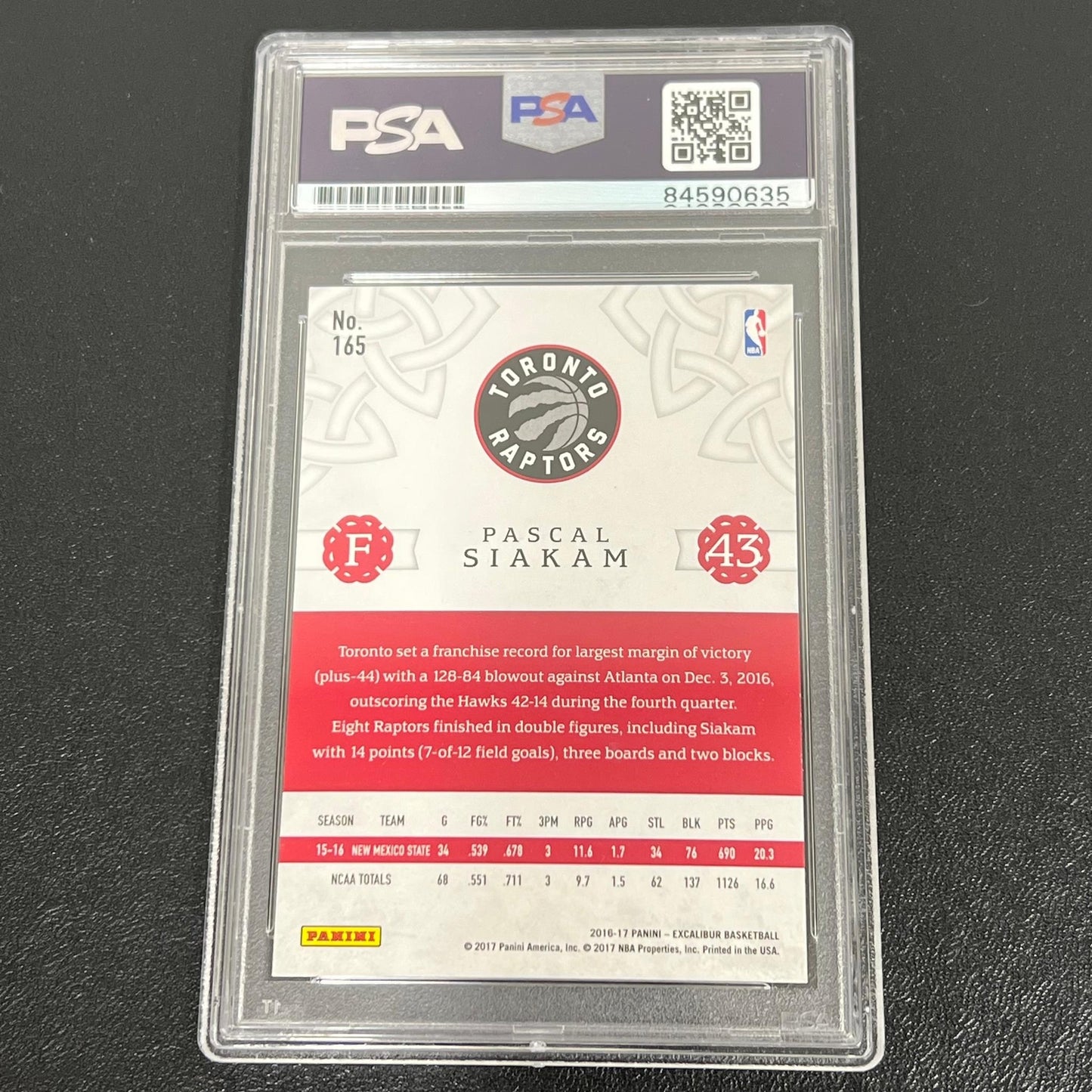 2016-17 Panini- Excalibur #165 Pascal Siakam Signed Card AUTO PSA Slabbed RC Rap