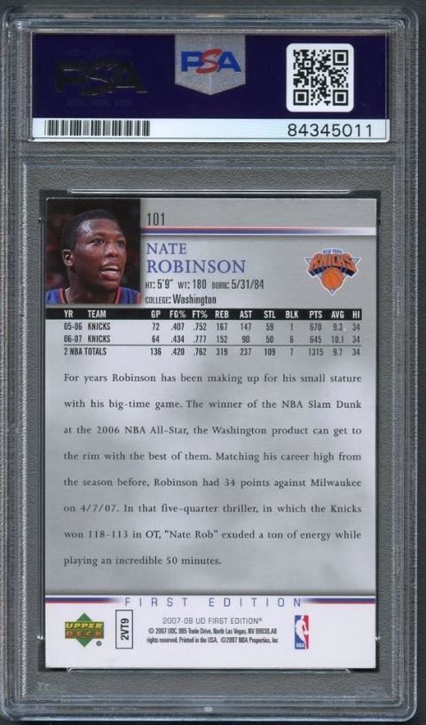 2007-08 Upper Deck First Edition #101 Nate Robinson Signed Rookie Card AUTO PSA
