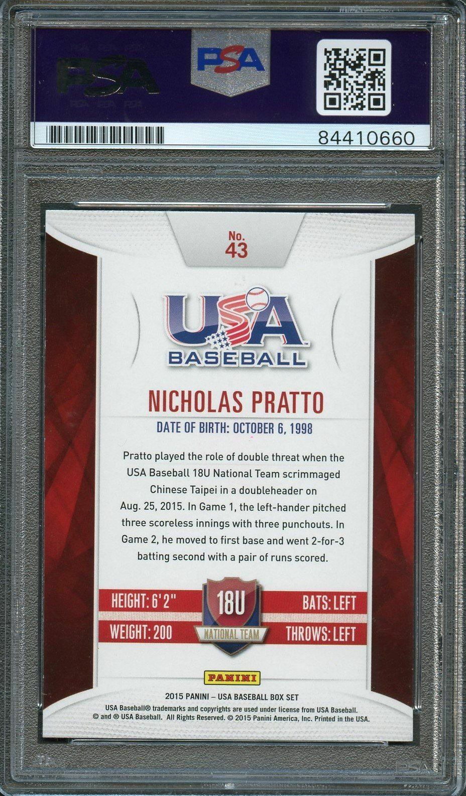 2015 Panini USA Baseball #43 Nick Pratto Signed Card AUTO 10 PSA Slabbed Royals