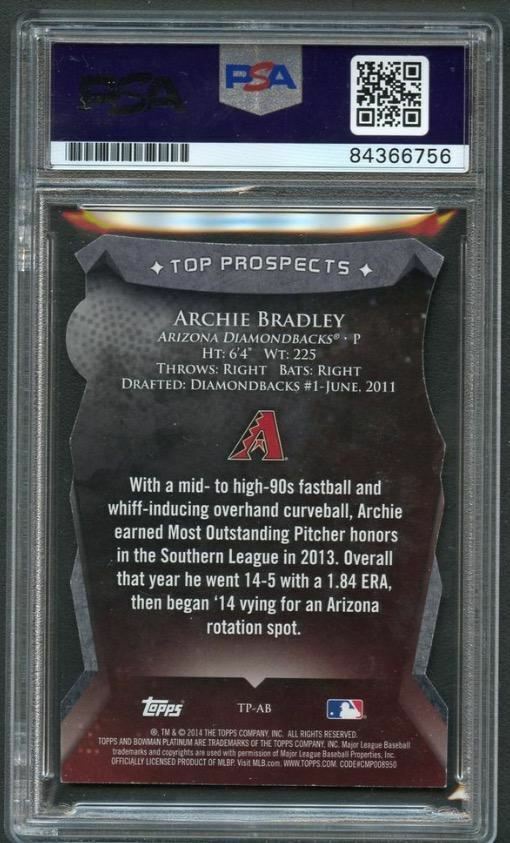 2014 BOWMAN PLATINUM DIE-CUT #TP-AB ARCHIE BRADLEY Signed Card PSA Slabbed Auto