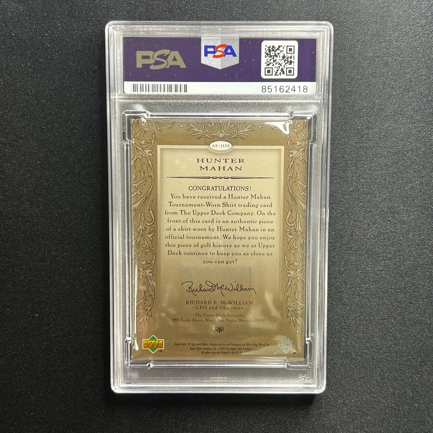 2005 Upper Deck SP #AF-HM Hunter Mahan signed card AUTO 10 PSA/DNA Autographed G