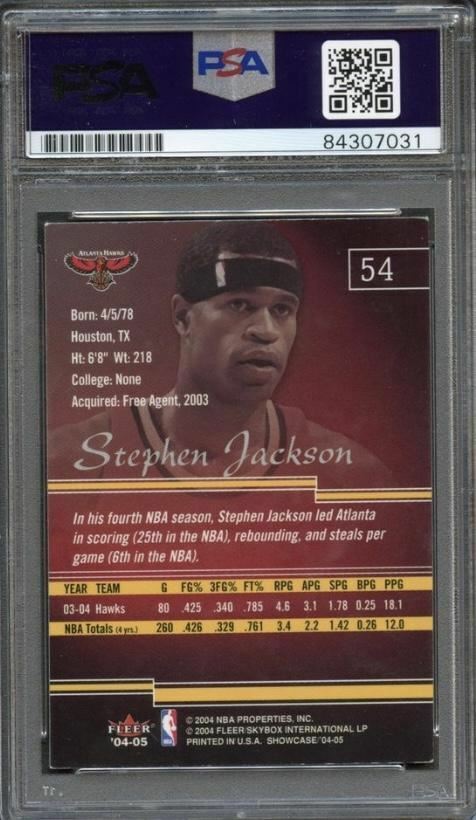 2004-05 Fleer Showcase #54 Stephen Jackson Signed Card AUTO PSA Slabbed