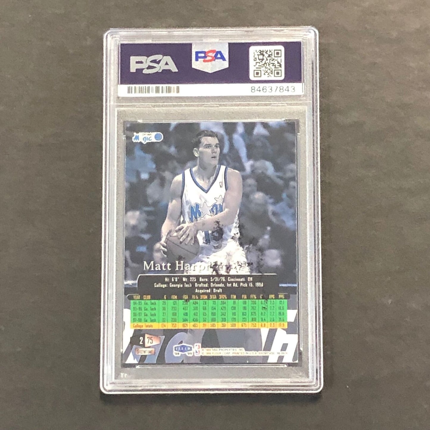 1998-99 Flair Showcase #275 Matt Harpring Signed Card AUTO PSA Slabbed Georgia T