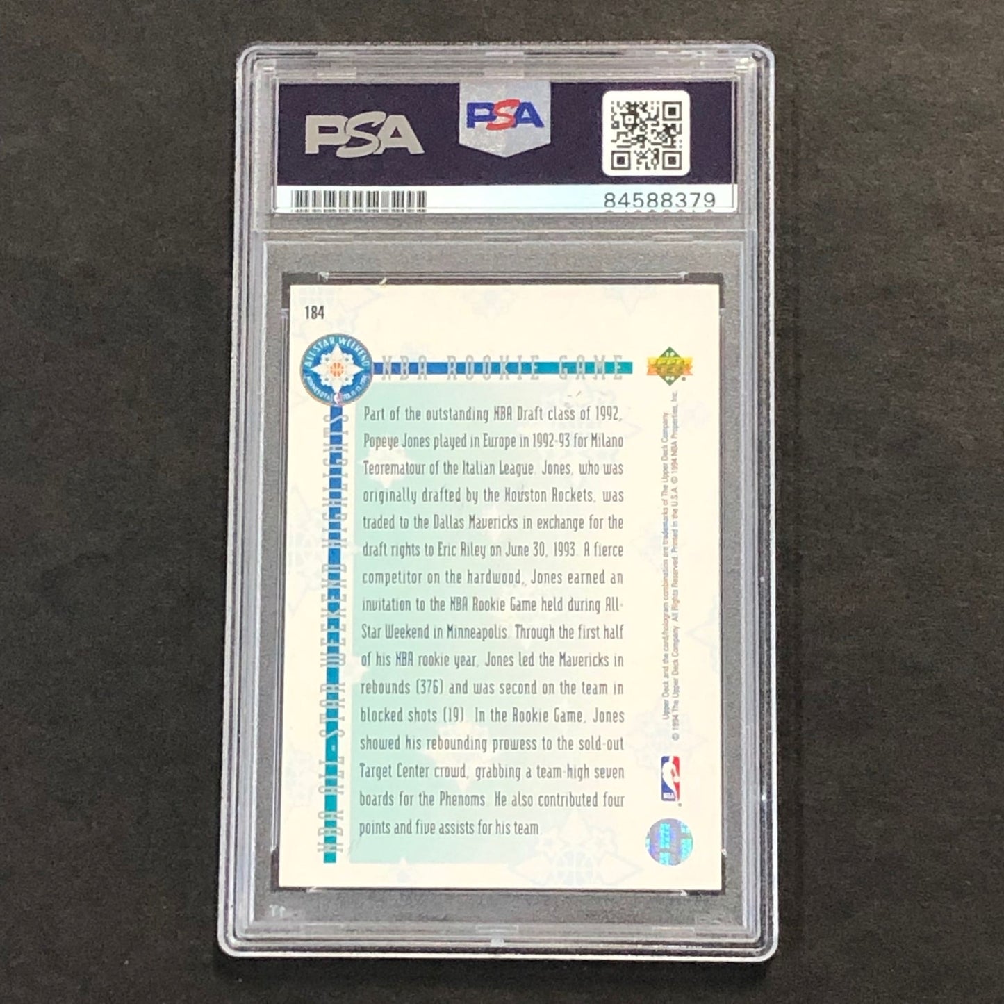1993-94 Upper Deck Electric Court #184 Popeye Jones Signed Card AUTO PSA Slabbed