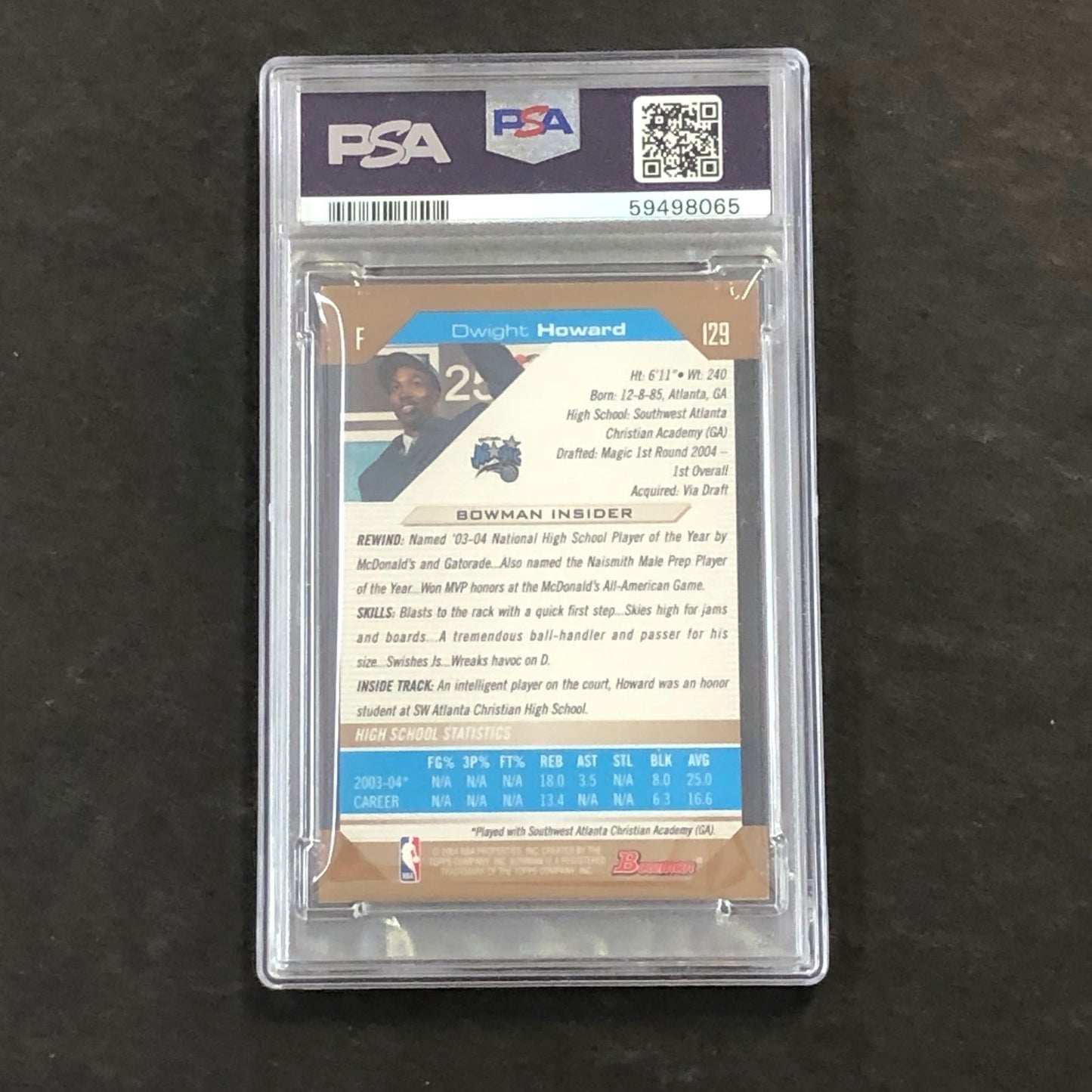 2004 Bowman #129 Dwight Howard PSA 4 VG-EX Magic