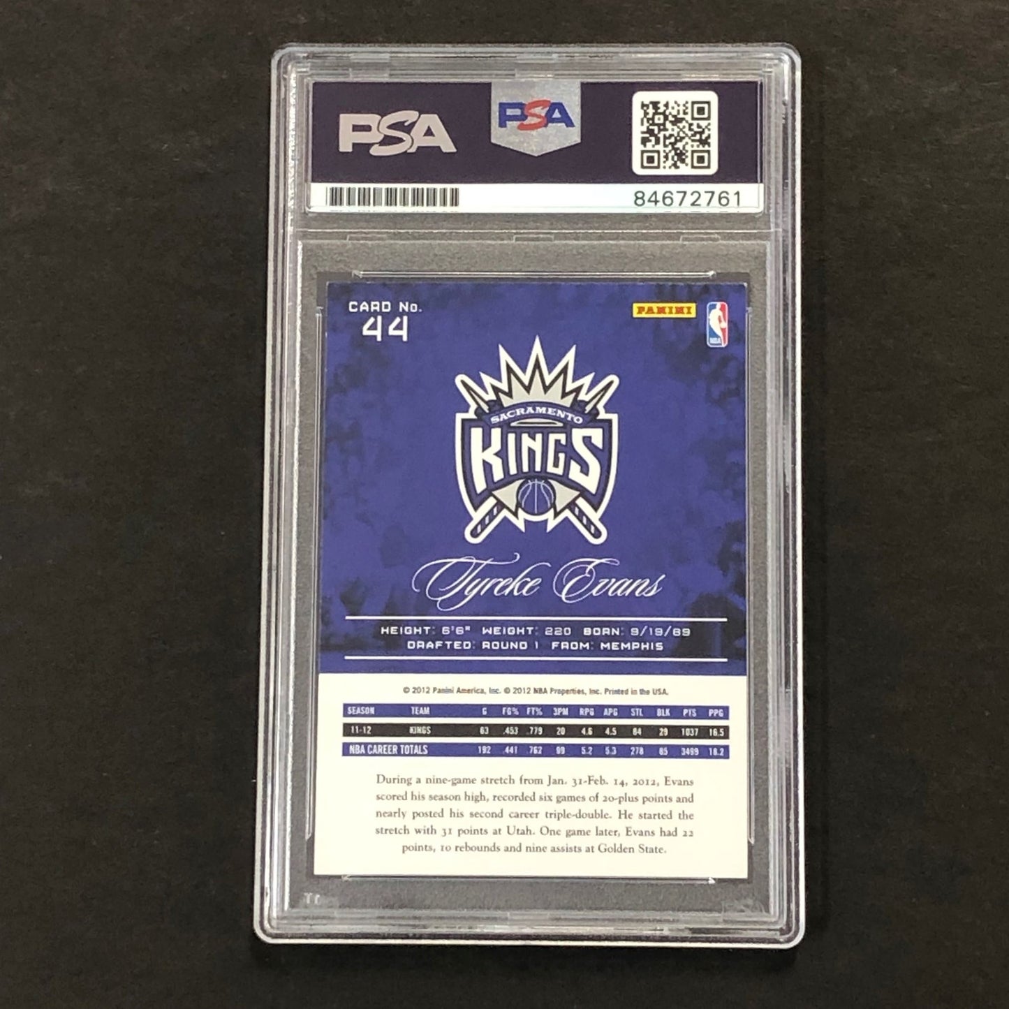 2012-13 Prestige #44 Tyreke Evans Signed Card AUTO 10 PSA Slabbed Kings
