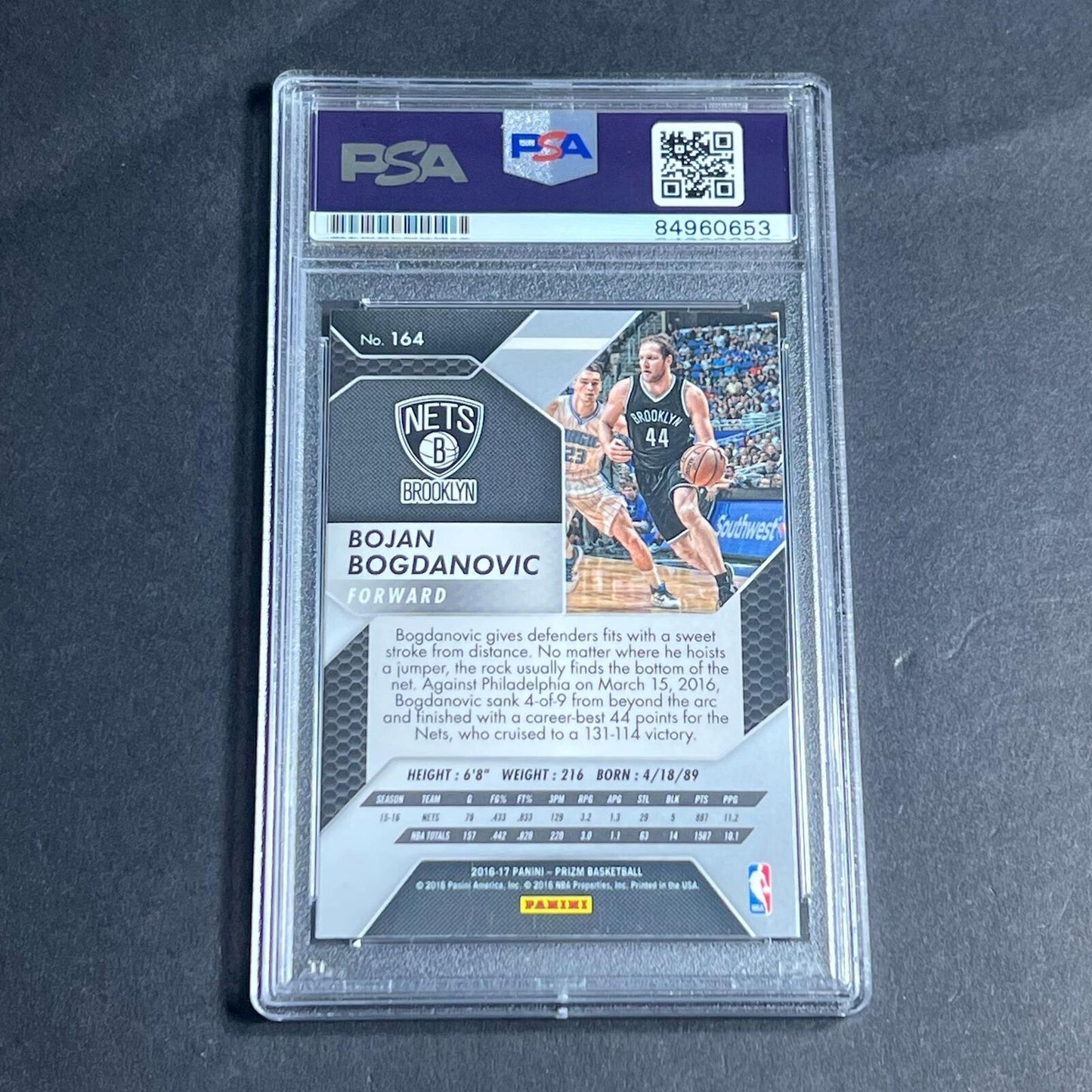 2016-17 Panini Prizm #164 Bojan Bogdanovic Signed Card AUTO PSA Slabbed Nets