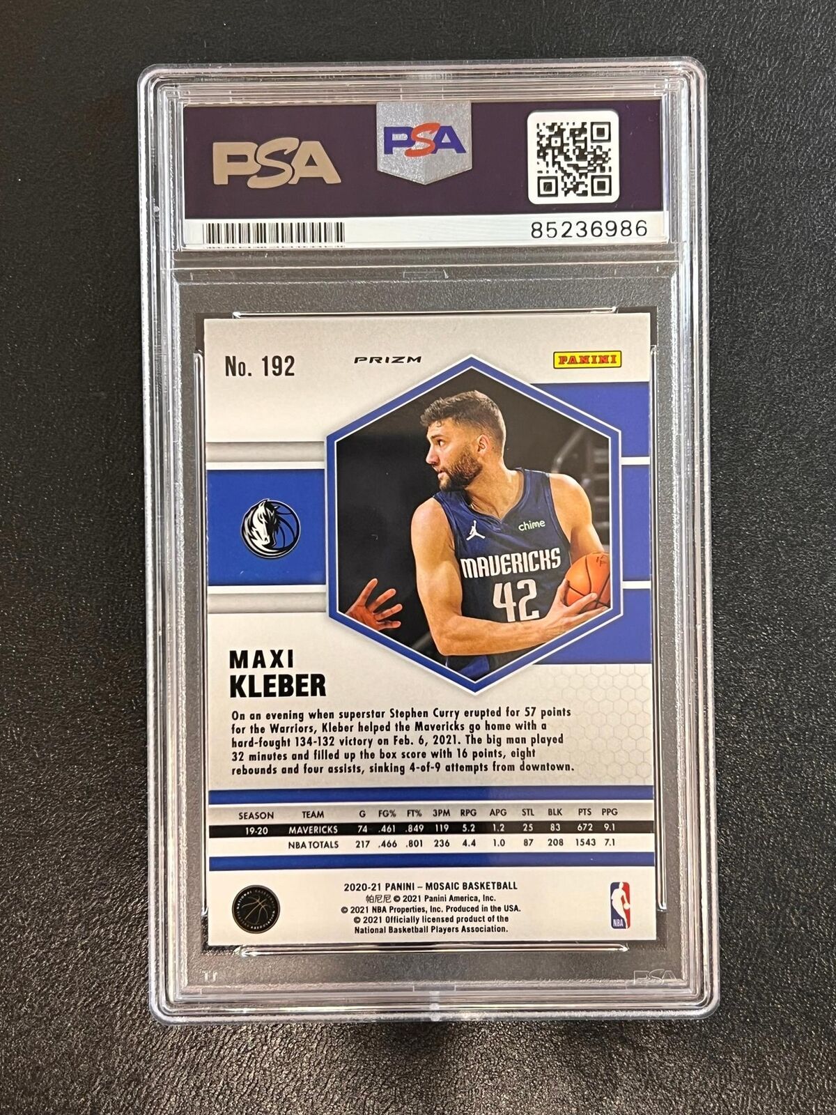 2020-21 Panini-Mosiac #192 Maxi Kleber Signed Card AUTO PSA/DNA Slabbed Maverick