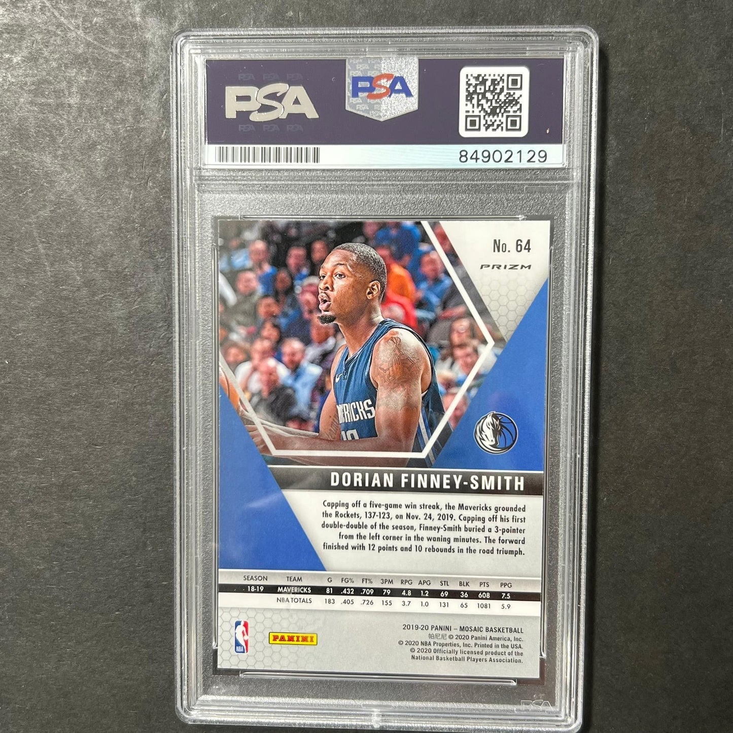 2019-20 Panini Mosaic #64 Dorian Finney-Smith Signed Card AUTO PSA Slabbed Maver