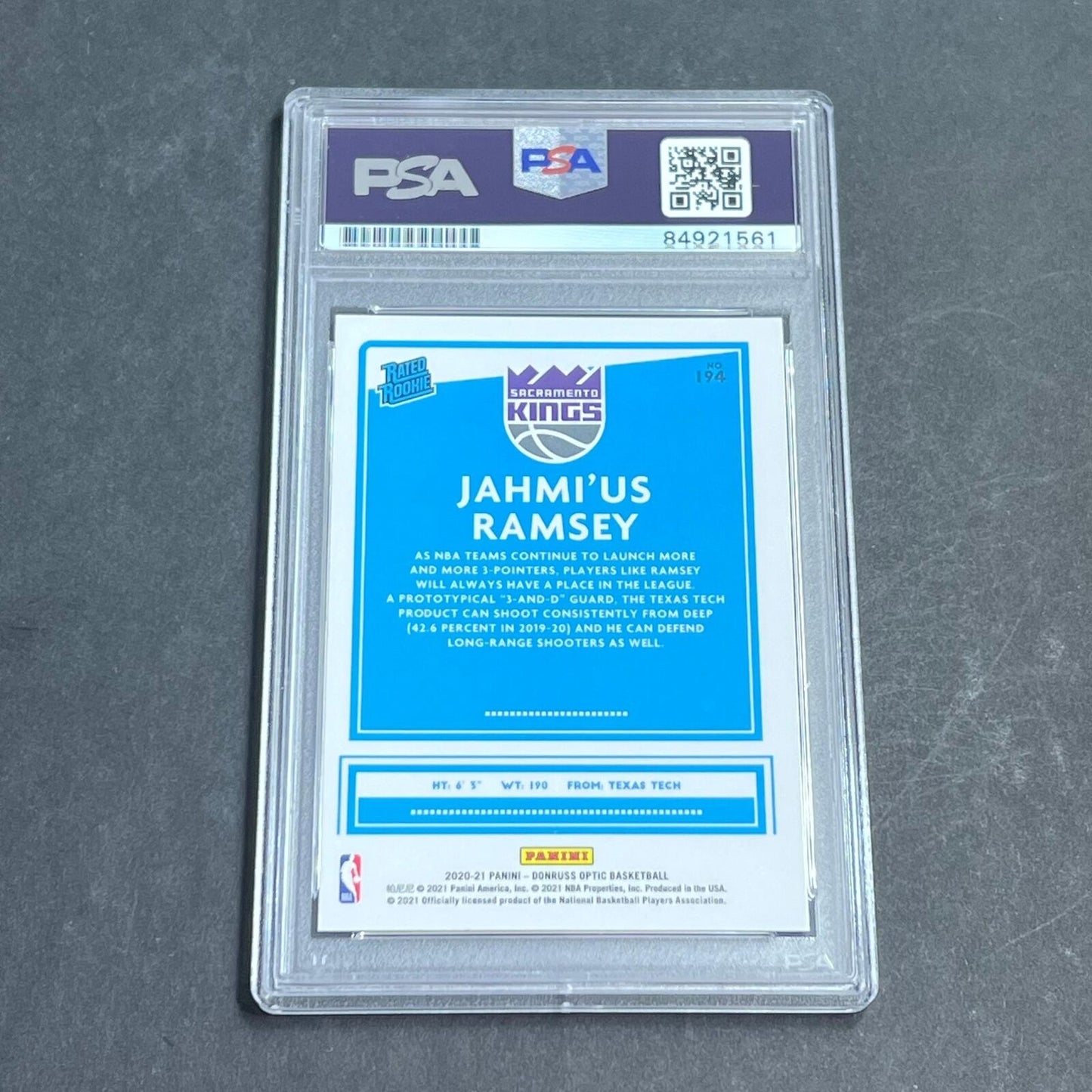 2020-21 Panini Donruss Optic #194 Jahmius Ramsey Signed Card AUTO 10 PSA Slabbed