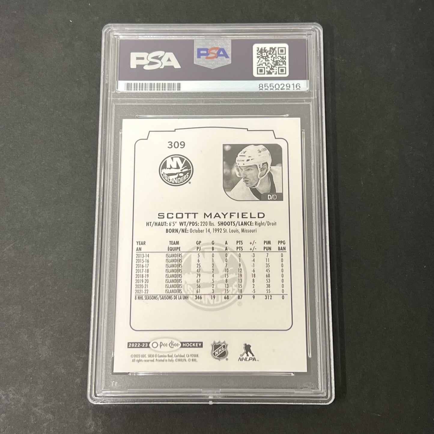 2022-23 O-Pee-Chee #309 Scott Mayfield signed card PSA Auto 10