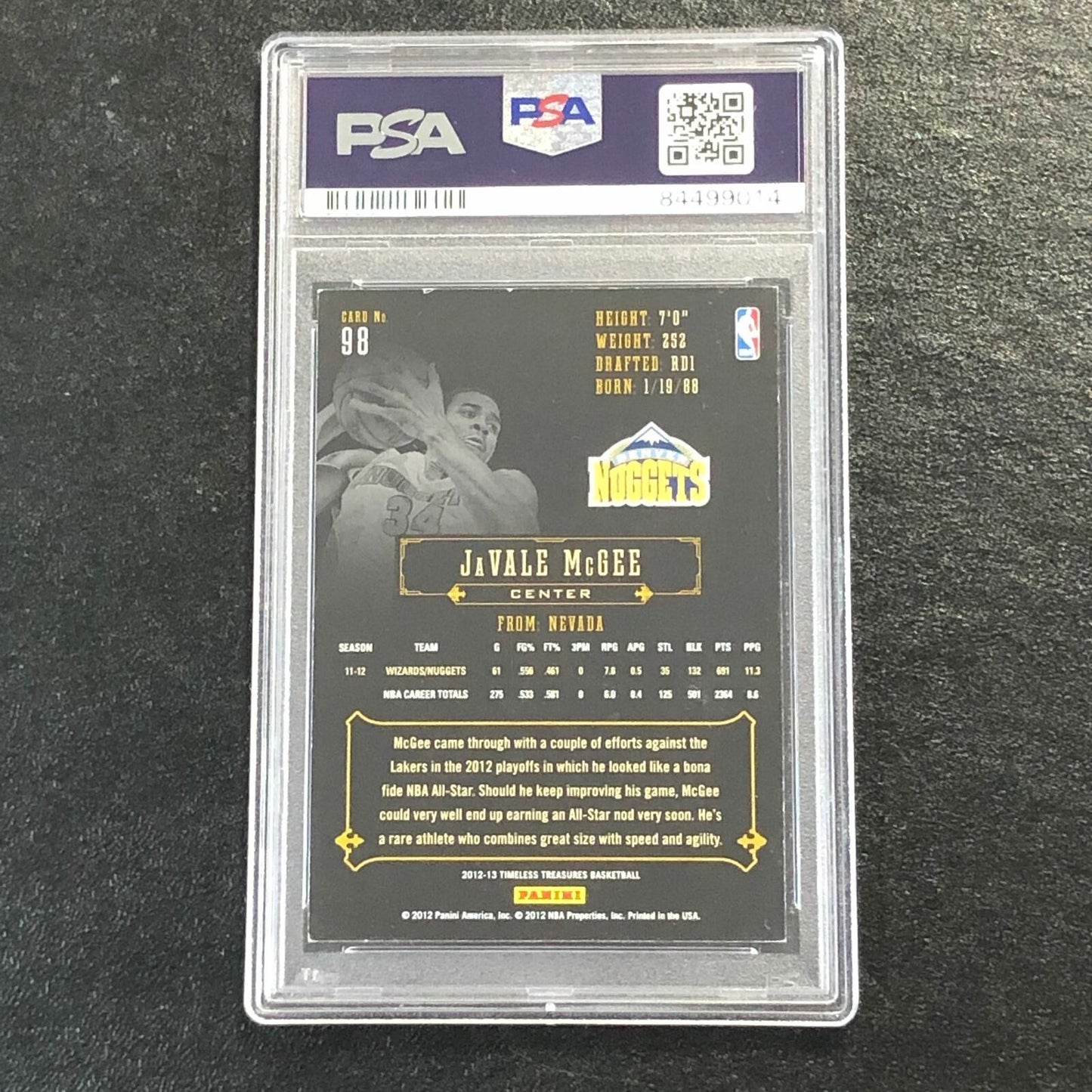 2013-14 Panini Timeless Treasures #64 JaVale McGee Signed AUTO PSA Slabbed Nugge