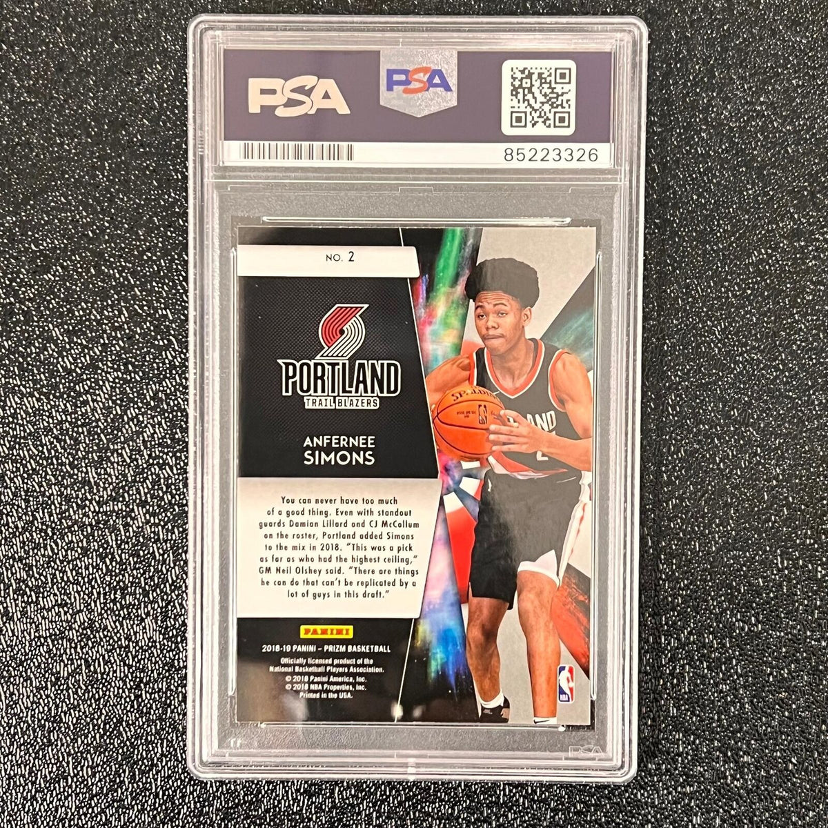 2018-19 Panini Prizm Freshman Phenoms #2 ANFERNEE SIMONS Signed Rookie Card AUTO
