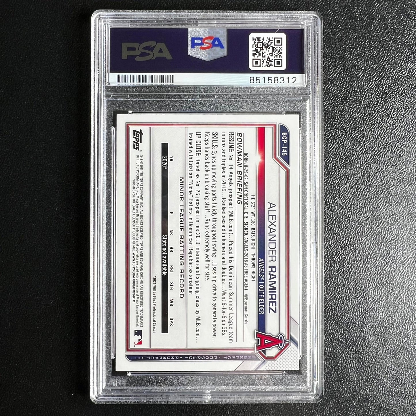 2021 Bowman Chrome #BCP-145 Alexander Ramirez Signed Card Cracked Ice Auto 10 PS