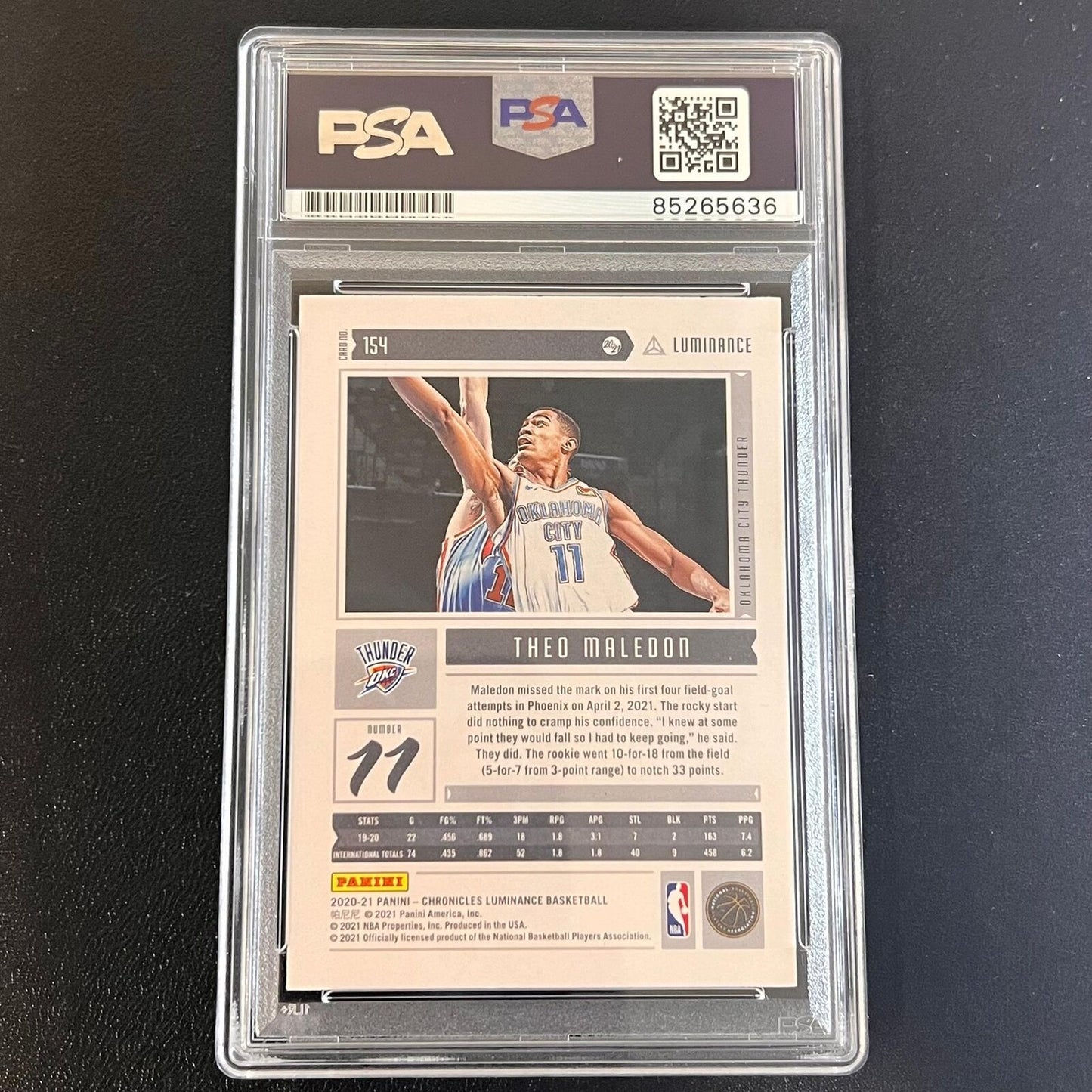 2020-21 Panini Chronicles Luminance Basketball #154 Theo Maledon Signed Card AUT