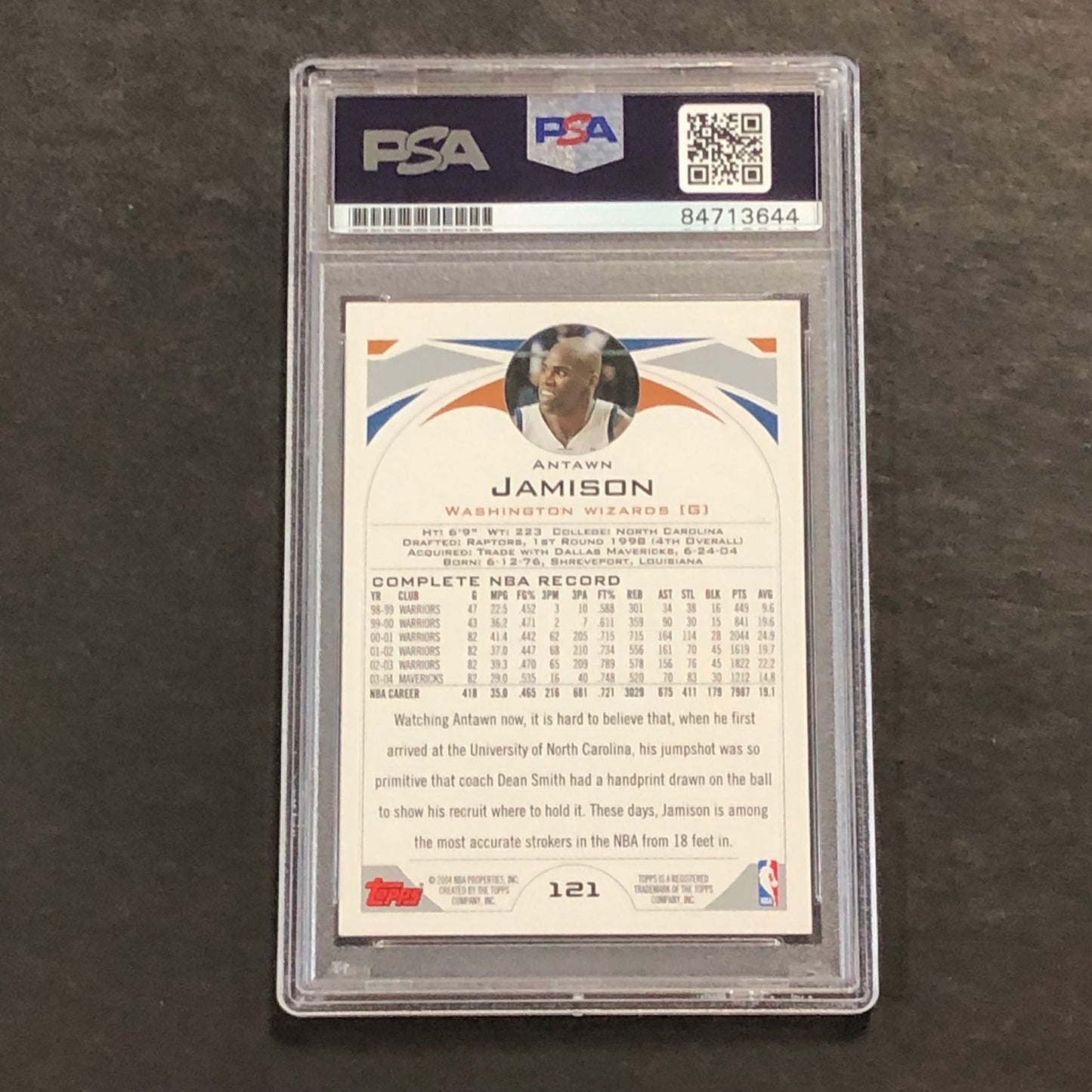 2004-05 Topps #121 Antawn Jamison Signed Card PSA Slabbed Wizards